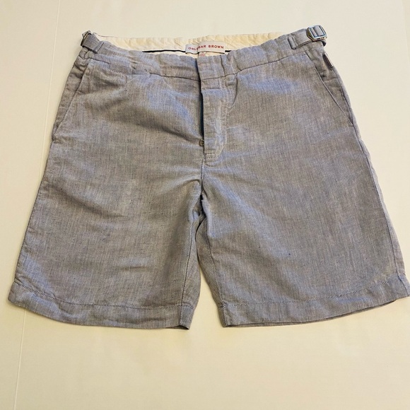 Orlebar Brown Men's Gray Linen Shorts - Picture 1 of 5